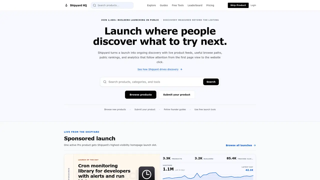 ShipYard HQ homepage screenshot