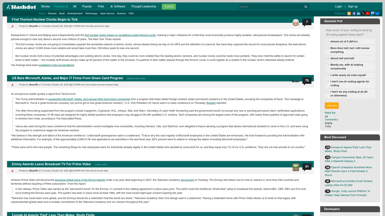 Slashdot Software homepage screenshot
