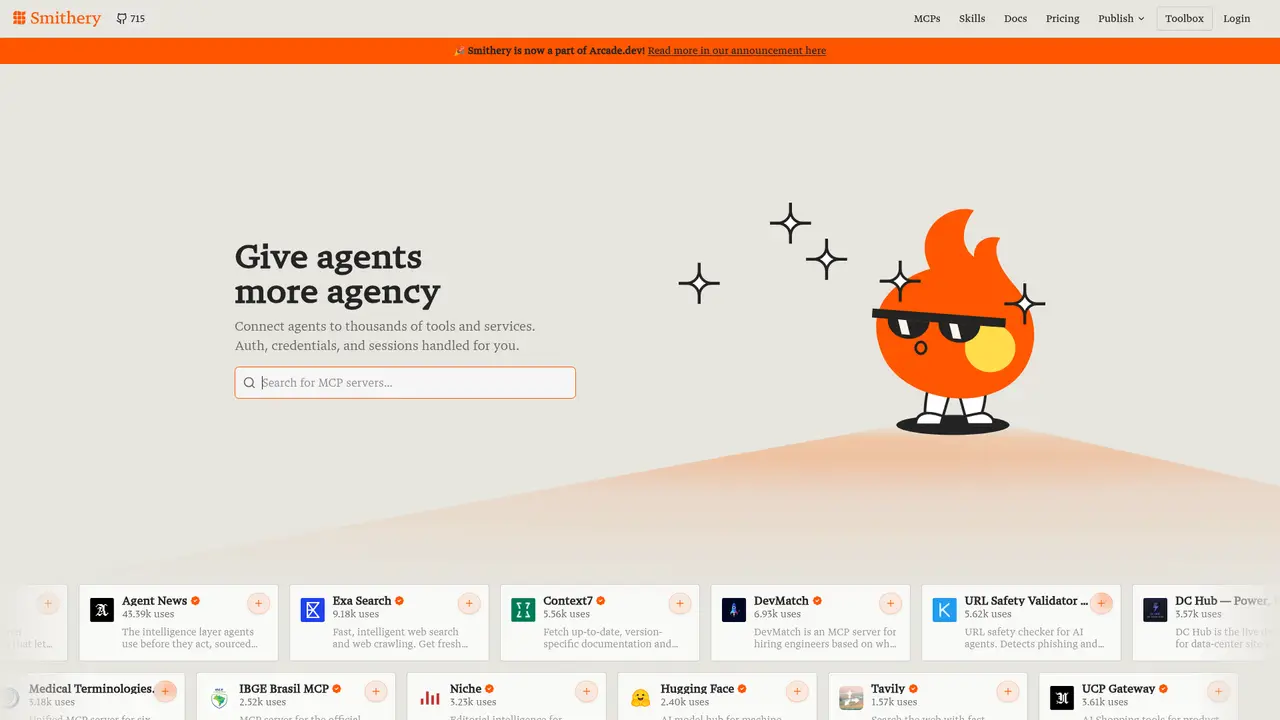 Smithery homepage screenshot