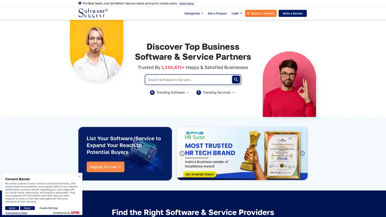SoftwareSuggest homepage screenshot