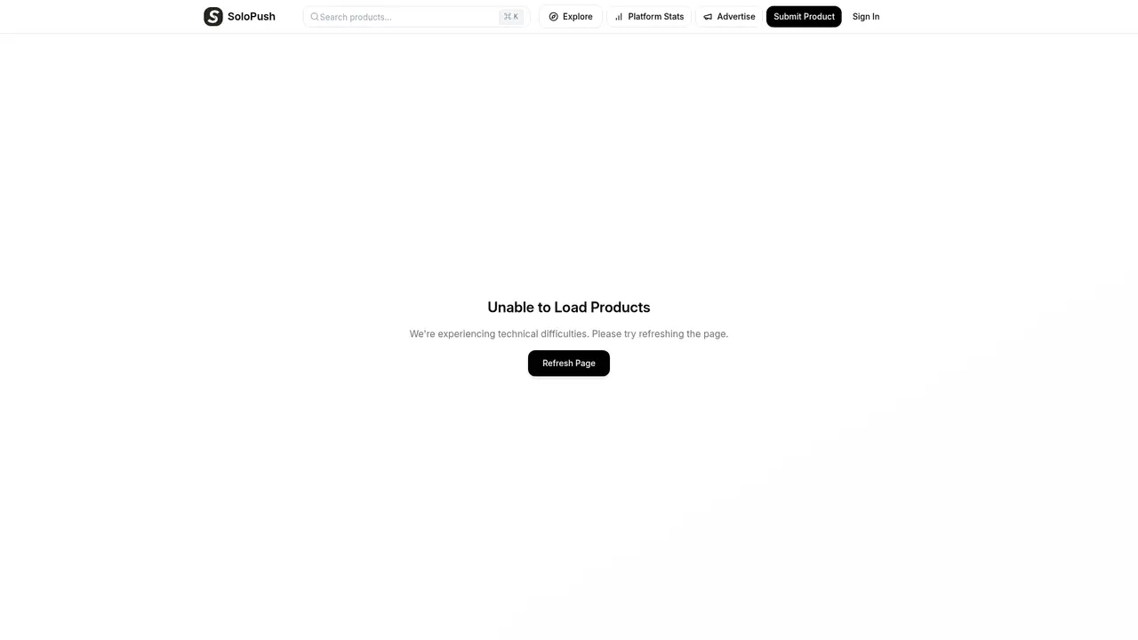 SoloPush homepage screenshot