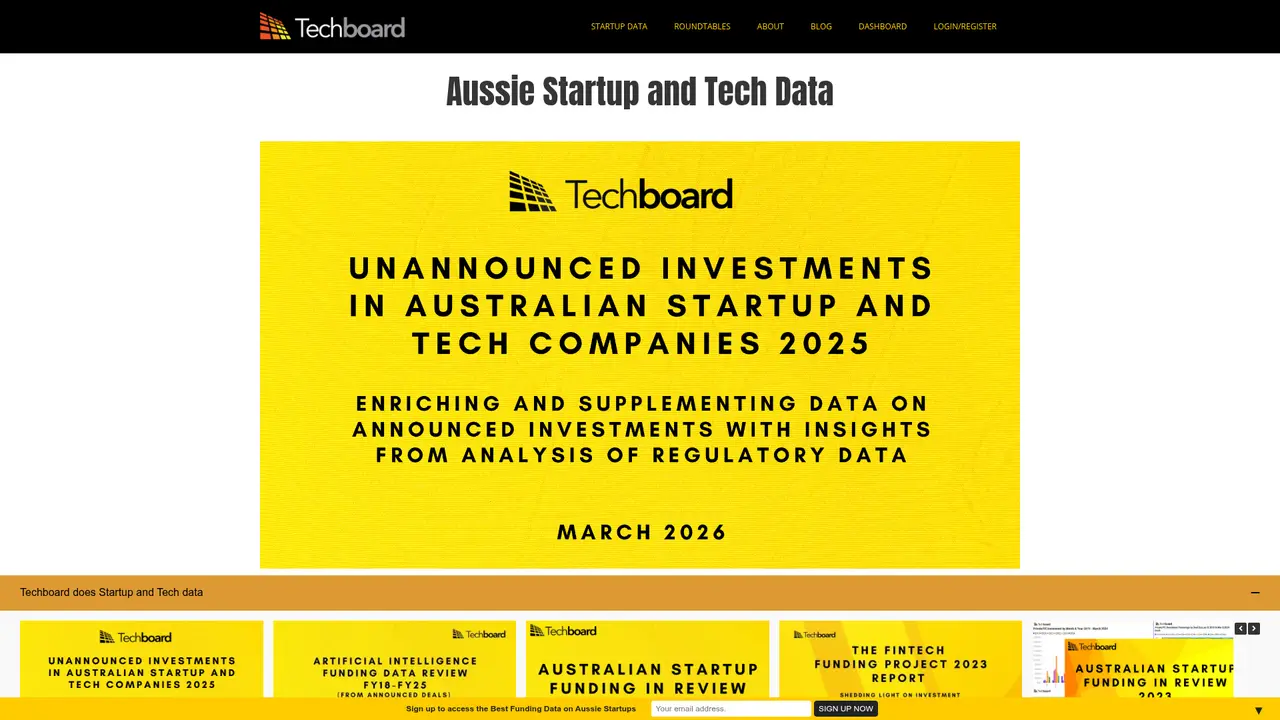 Techboard homepage screenshot