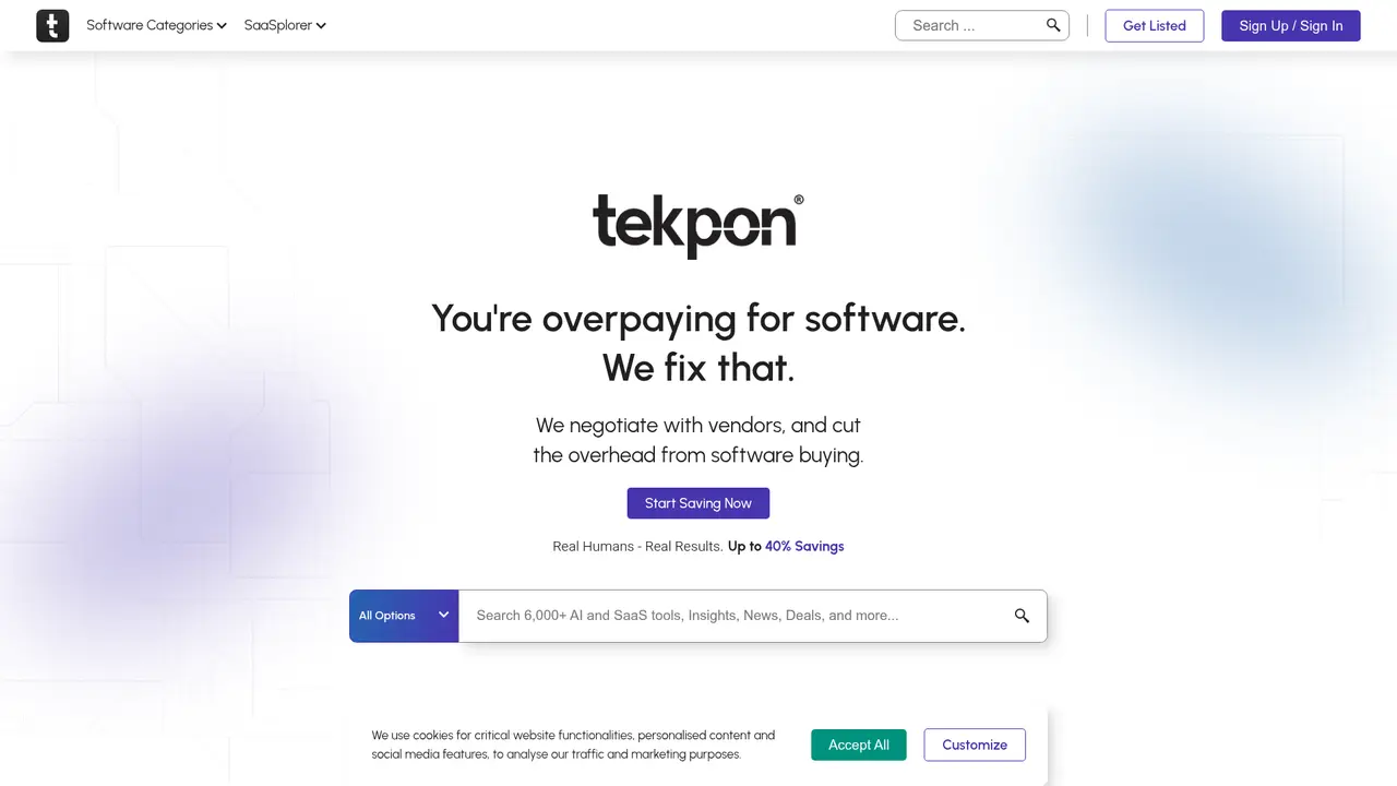 Tekpon homepage screenshot