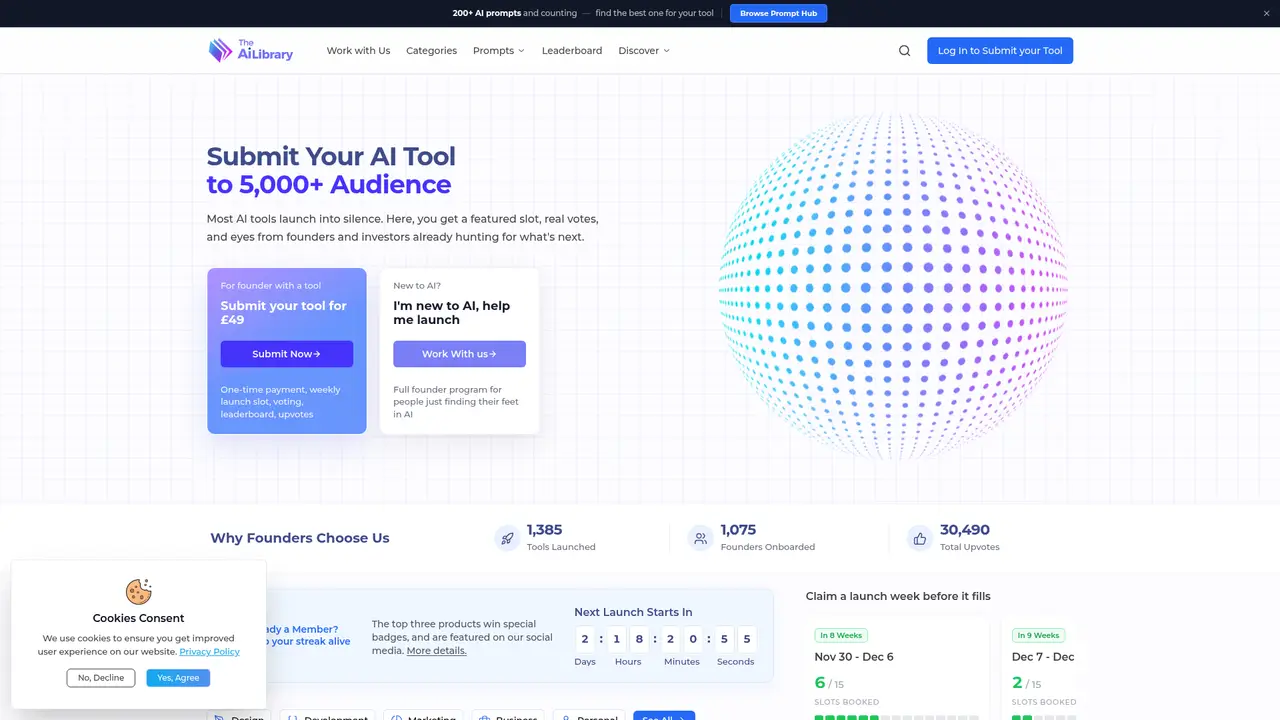 The AI Library homepage screenshot