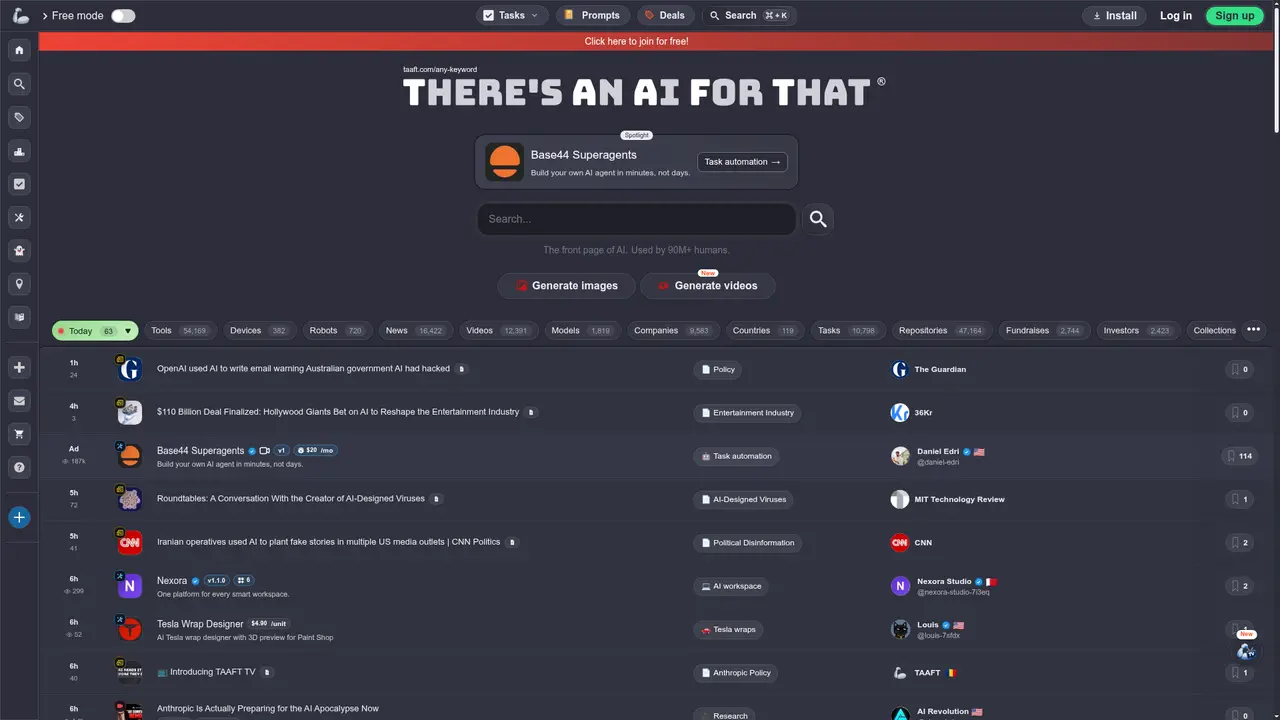 There's An AI For That® homepage screenshot