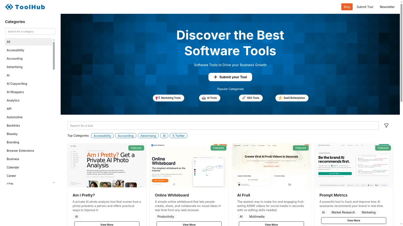 ToolHub homepage screenshot