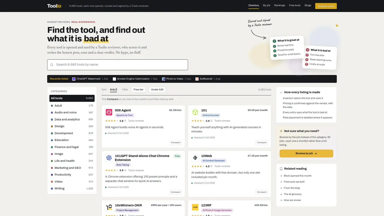 Toolio homepage screenshot