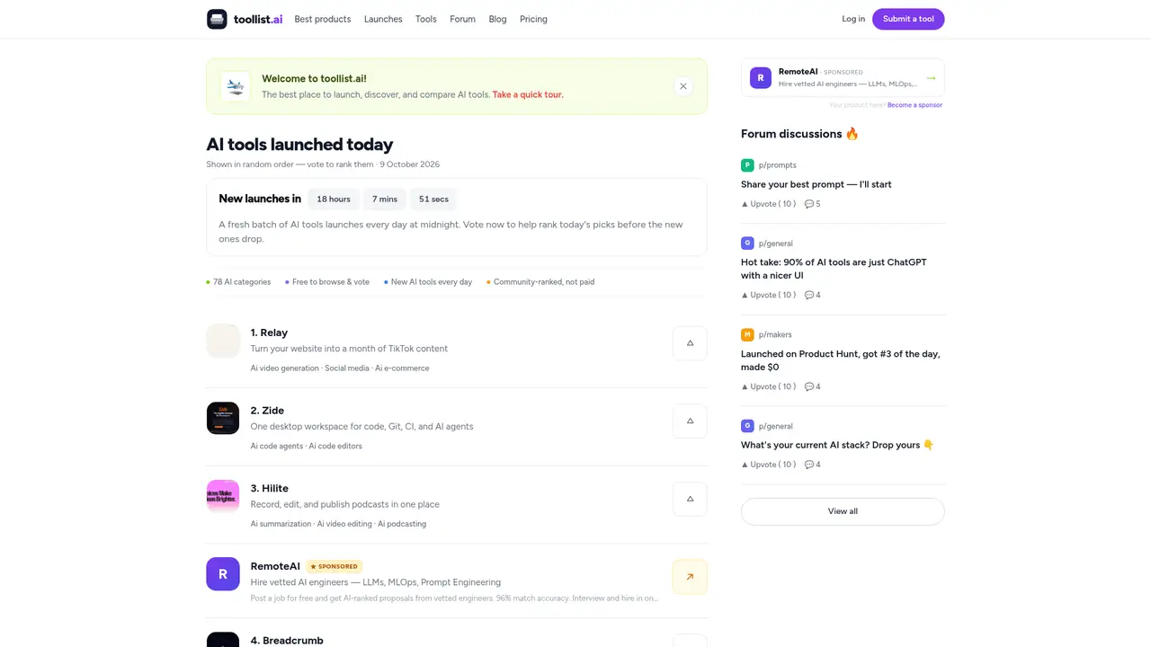 AI Tools Directory homepage screenshot