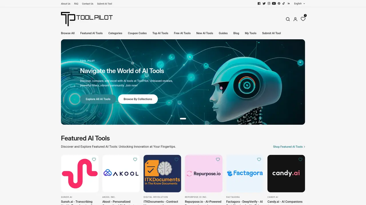 ToolPilot AI homepage screenshot