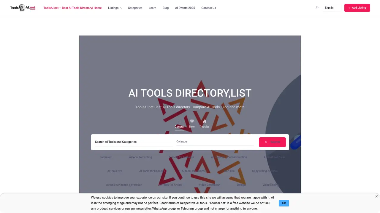 ToolsAI.net homepage screenshot