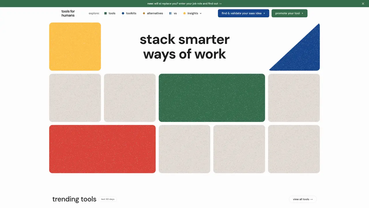 ToolsForHumans homepage screenshot