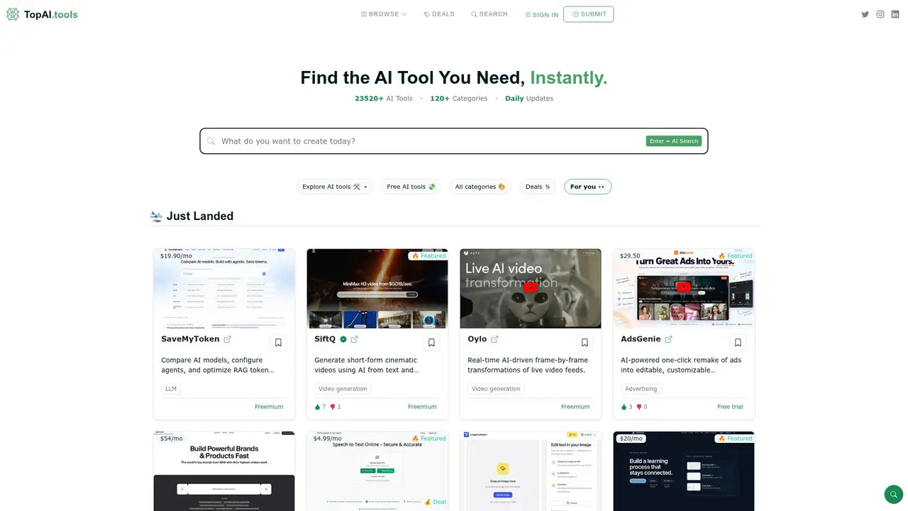 topAi homepage screenshot
