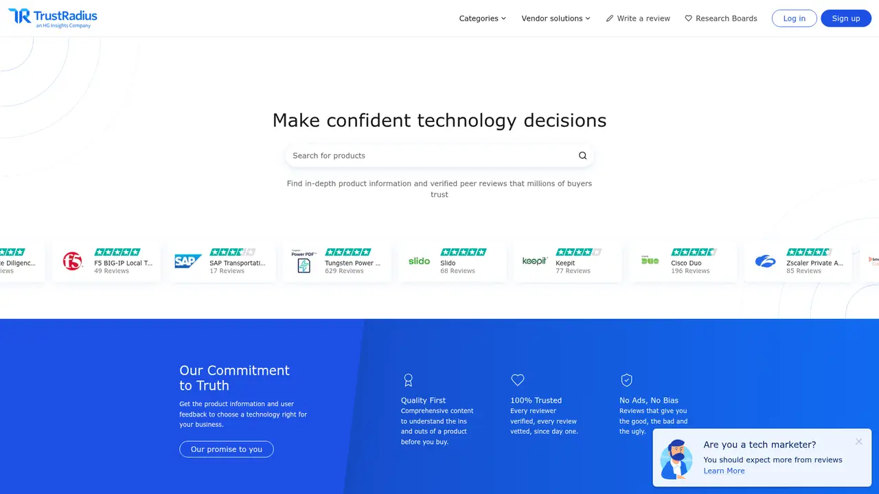 TrustRadius homepage screenshot