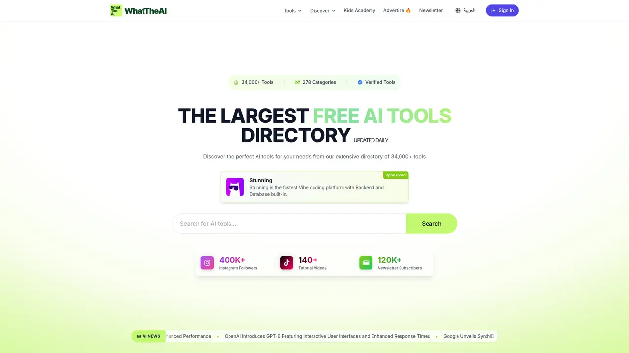 WhatTheAI homepage screenshot
