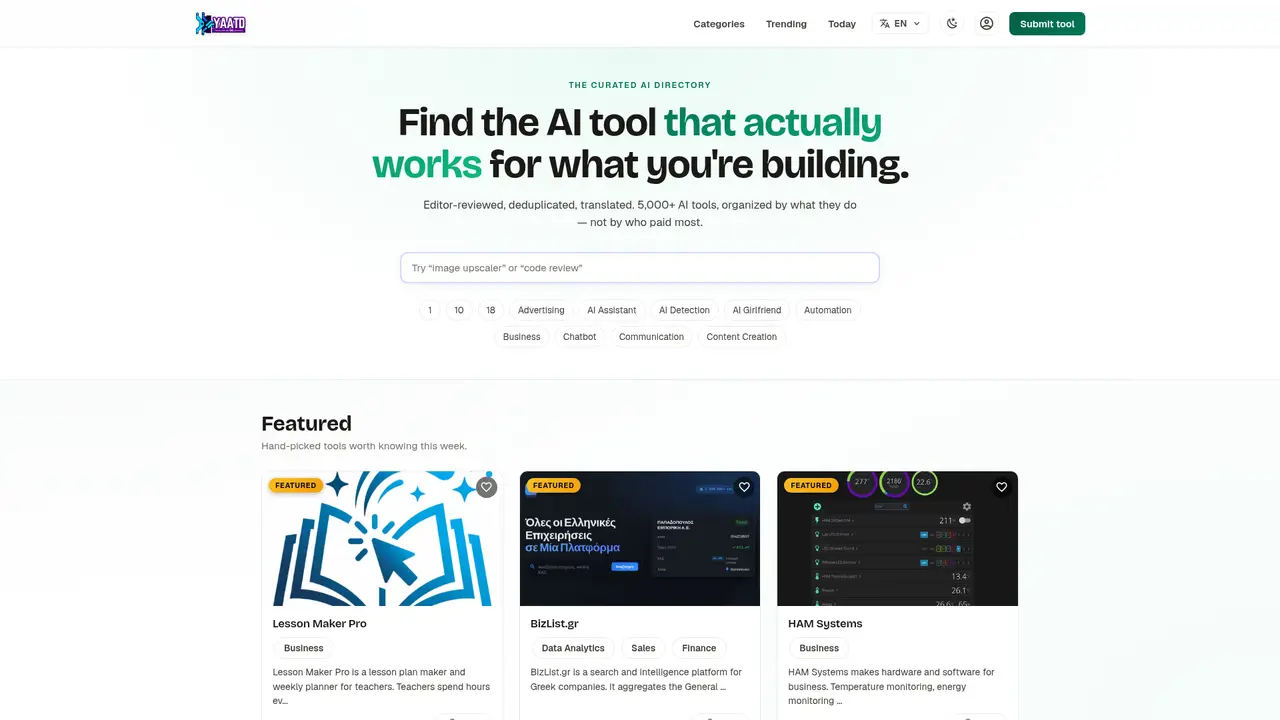 YAATD homepage screenshot